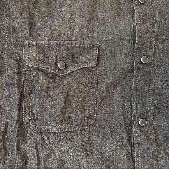 American Rag Men’s Snap Button Shirt - Large Nearly Black Charcoal - Picture 7 of 9